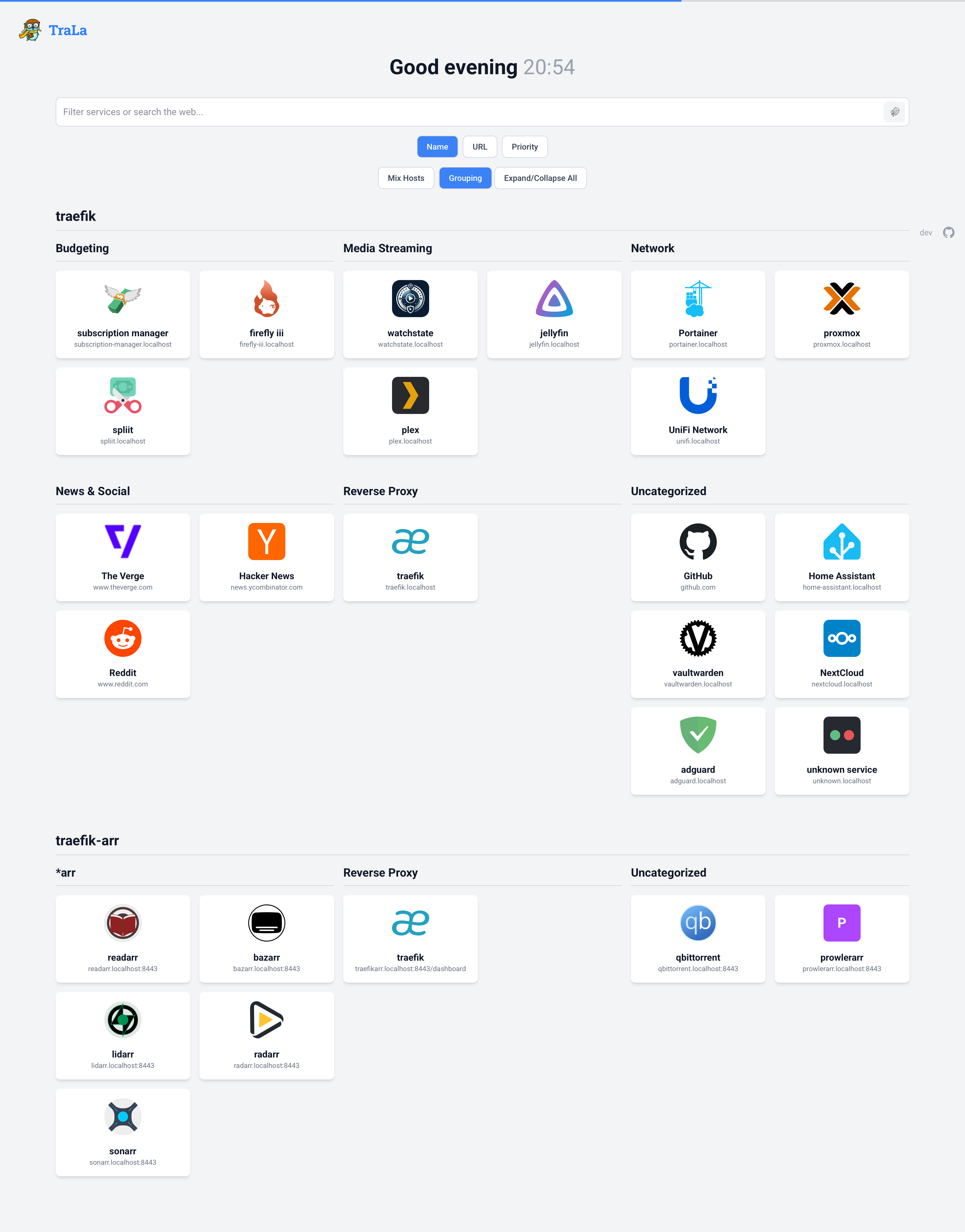 TraLa Dashboard - Light Theme